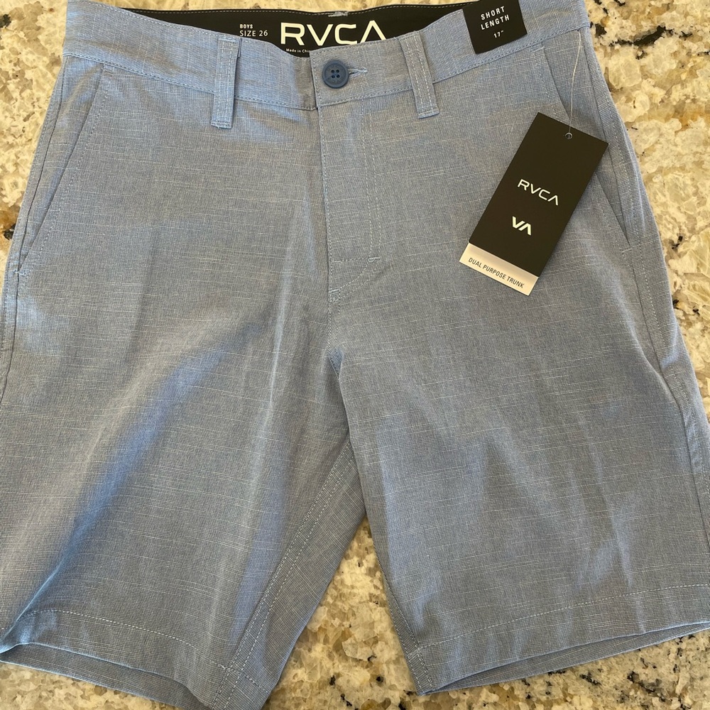RVCA All The Way Dual Purpose Hybrid Chino Shorts Blue Heather Boys Youth 26